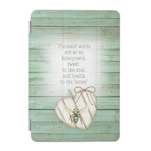 Adorable Faux Green Wood Heart Green Bee Scripture iPad Mini Cover