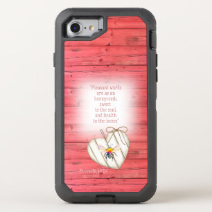Adorable Faux Red Wood Heart Watercolor Bee Faith OtterBox Defender iPhone SE/8/7 Case