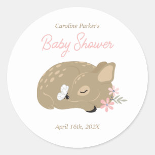 Adorable Fawn Baby Shower Classic Round Sticker