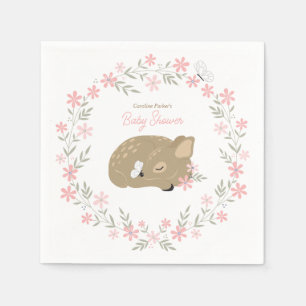 Adorable Fawn Baby Shower Classic Round Sticker Napkins