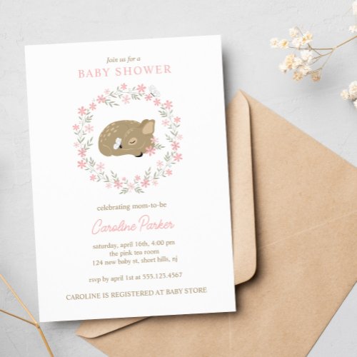 Adorable Fawn Baby Shower Invitation