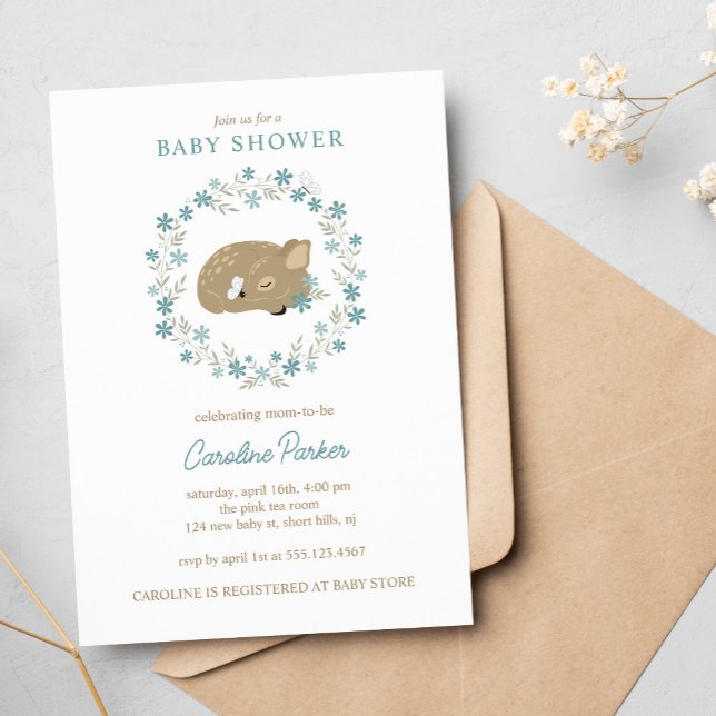 Adorable Fawn Baby Shower Invitation (Creator Uploaded)