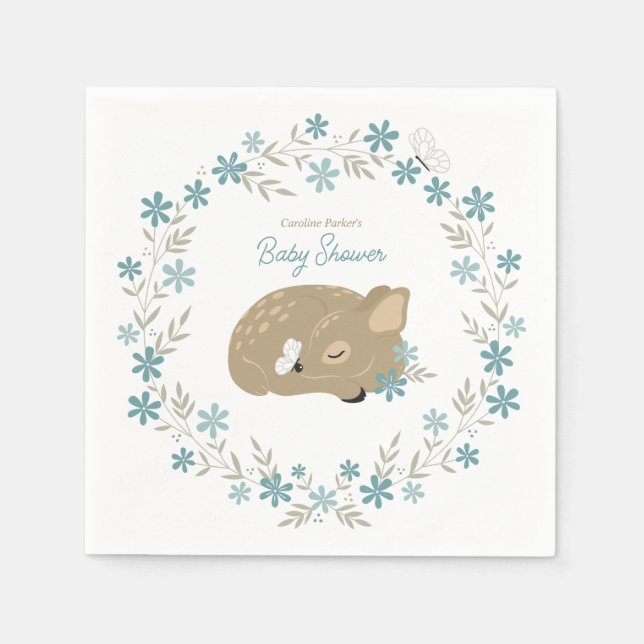 Adorable Fawn Baby Shower Napkins (Front)