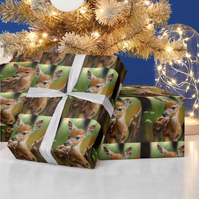Adorable Fawn in Woods Wrapping Paper (Holidays)