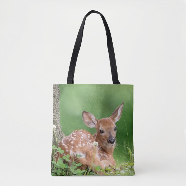 Adorable Fawn laying under a tree Tote Bag (Front)