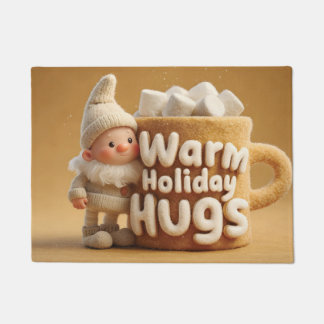 Adorable Felt Gnome with Marshmallow Mug Doormat