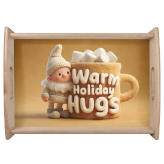 Adorable Felt Gnome with Marshmallow Mug Serving Tray