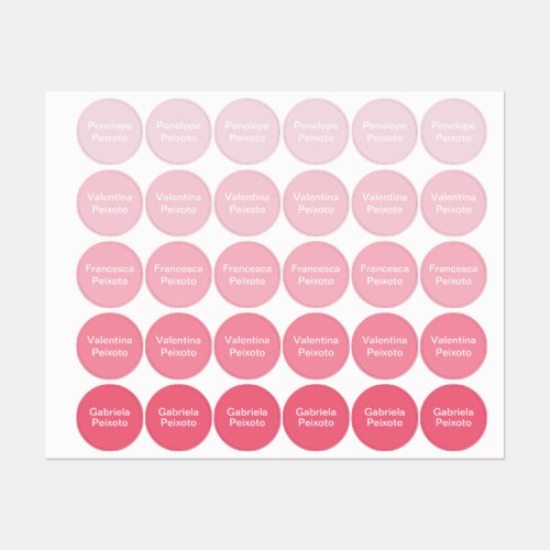 Adorable Feminine Dainty Shades of Pink Kids Labels