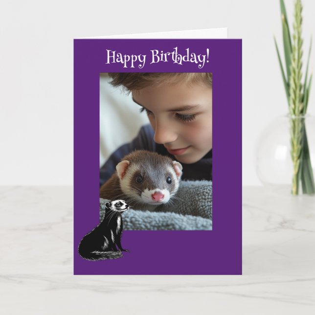 Adorable Ferret Fun Photo Birthday Card (Front)