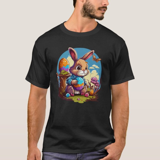 Adorable Festive Easter Kids Cute Easter Bunny Gra T-Shirt (Front)