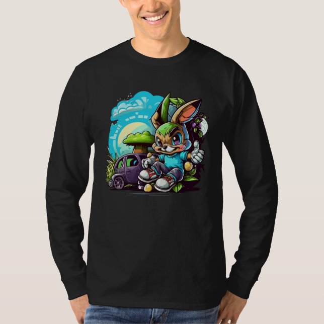 Adorable Festive Easter Kids Cute Easter Bunny Gra T-Shirt (Front)