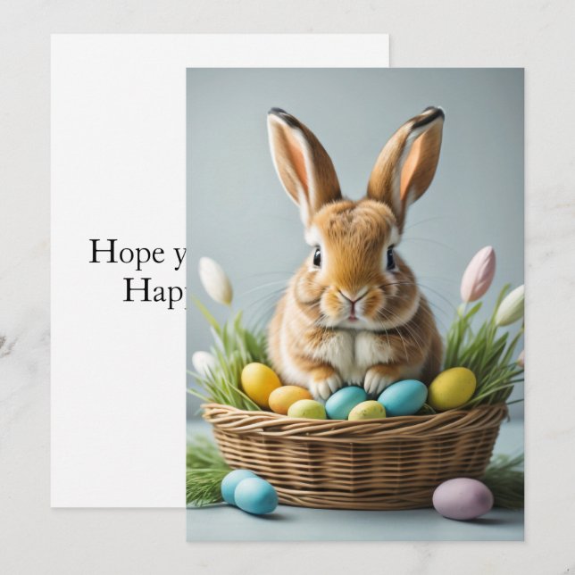 Adorable Festive Little Easter Bunny Holiday Card (Front/Back)