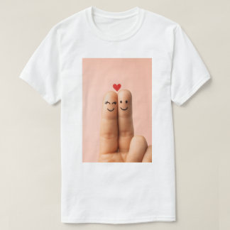 Adorable Finger Couple Art, Cute Finger Faces T-Shirt