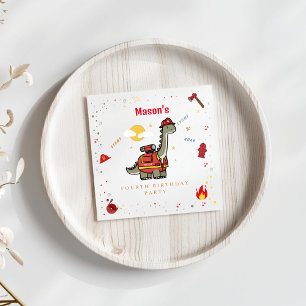 Adorable Firefighter Dino birthday Napkins