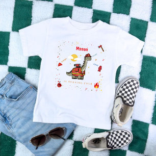 Adorable Firefighter Dino birthday T-Shirt