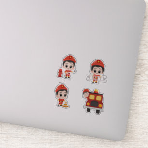 Adorable Firefighter Sticker Set for Kids