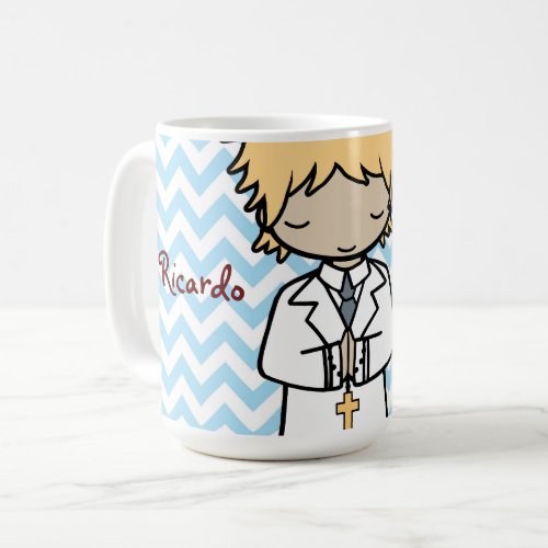 Adorable First Holy Communion blond boy Coffee Mug