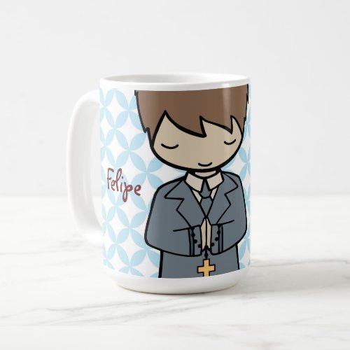 Adorable First Holy Communion brown hair boy Coffee Mug