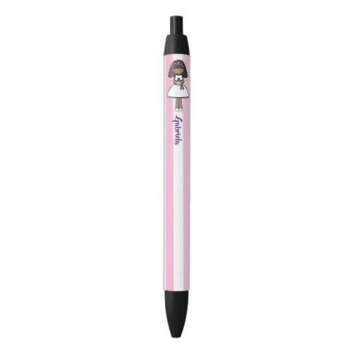 Adorable First Holy Communion brunette girl name Black Ink Pen