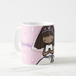 Adorable First Holy Communion brunette girl name Coffee Mug
