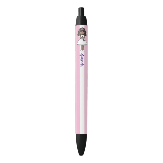 Adorable First Holy Communion brunette girl name Pen (Front Vertical)