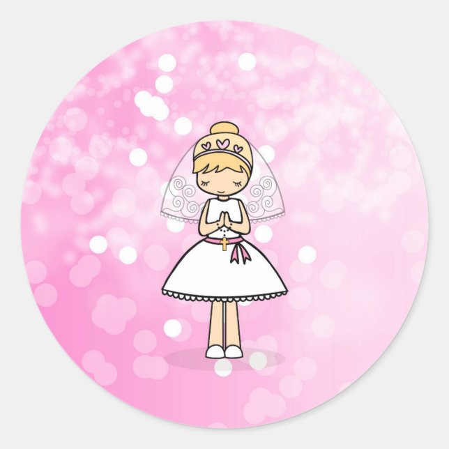 Adorable First Holy Communion little girl stickers (Front)