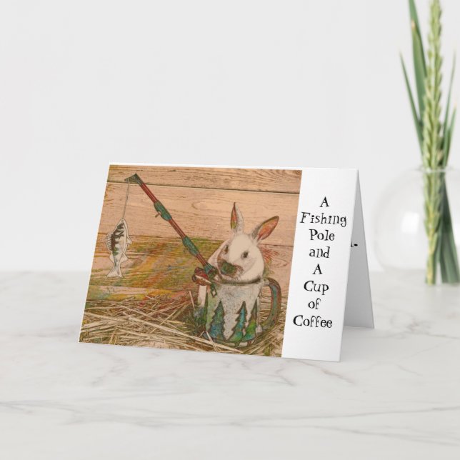 Adorable Fishing Bunny Card (Front)