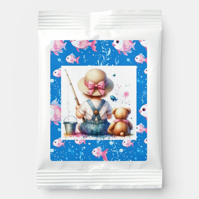 Adorable Fishing Themed Girl's Baby Shower  Lemonade Drink Mix (Front)