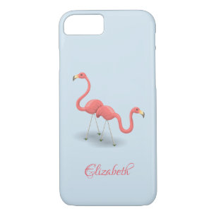 Adorable Flamingos, Blue -Personalized iPhone 8/7 Case