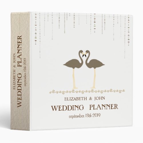 Adorable Flamingos In Love  Bridal Planner 3 Ring Binder