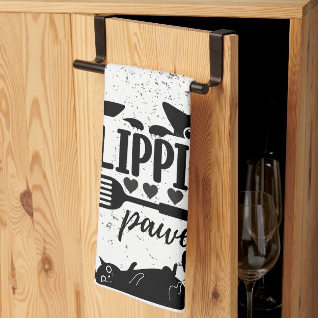 Adorable "Flippin Pawesome" with peeping cats Kitchen Towel (Thirds Fold)