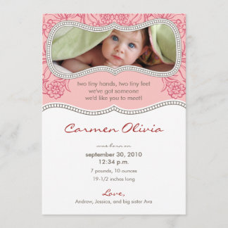 Adorable Floral Birth Announcement (pink)