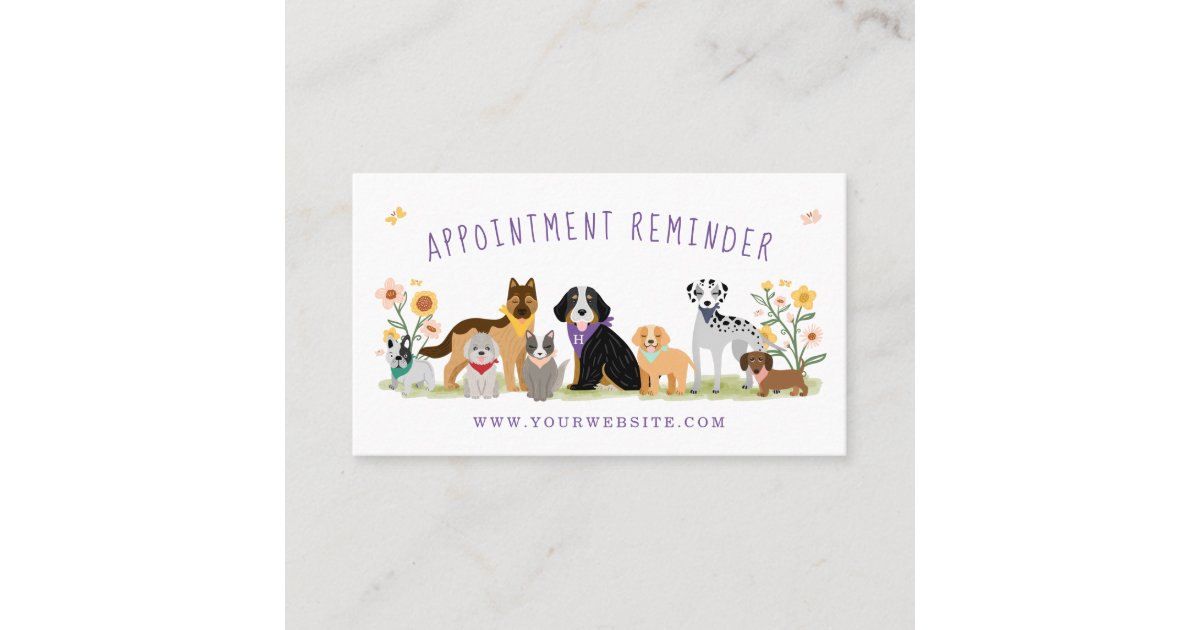 Adorable Floral Dog & Cat Pet Care Services White Appointment Card | Zazzle