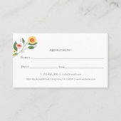 Adorable Floral Dog & Cat Pet Care Services White Appointment Card (Back)