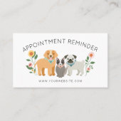 Adorable Floral Dog & Cat Pet Care Services White Appointment Card (Front)