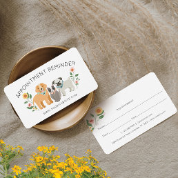 Adorable Floral Dog &amp; Cat Pet Care Services White Appointment Card