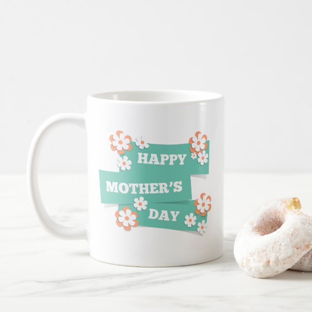 Adorable Floral Happy Mother's Day | Coffee Mug (With Donut)