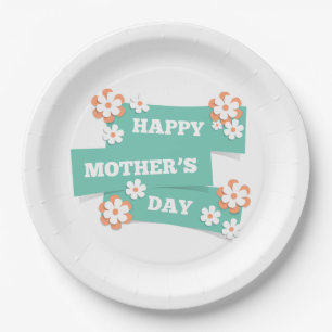 Adorable Floral Happy Mother's Day Paper Plate