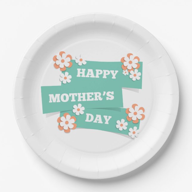 Adorable Floral Happy Mother's Day | Paper Plate (Front)