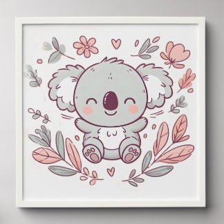 Adorable Floral Koala Design for Nature and Animal Peel And Stick Photo Tile