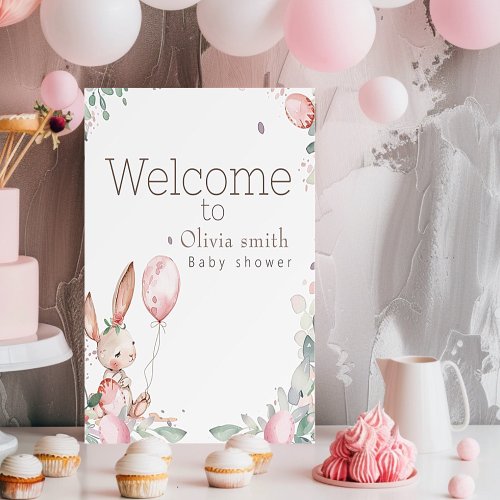 Adorable  floral  little bunny baby shower  foam board