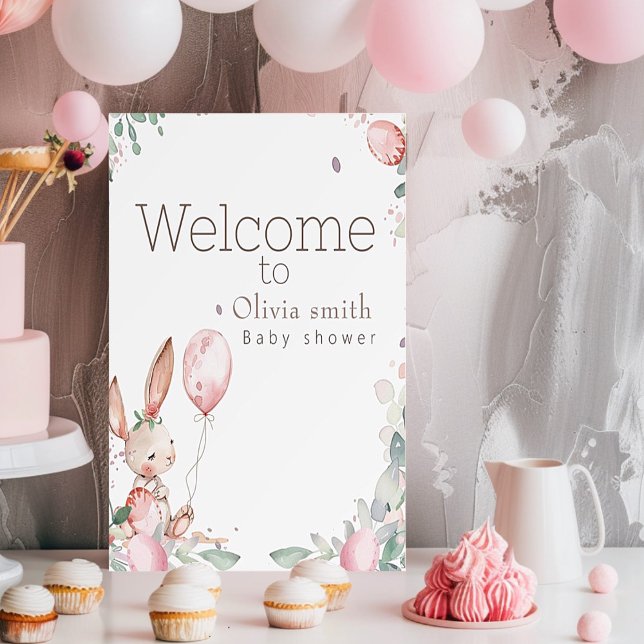Adorable  floral  little bunny baby shower  foam board (Creator Uploaded)