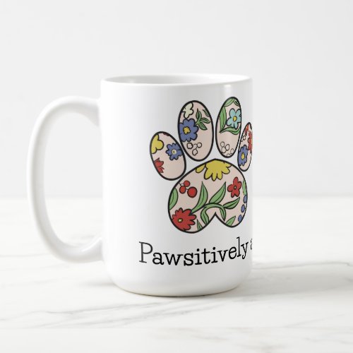 adorable floral paw print coffee mug