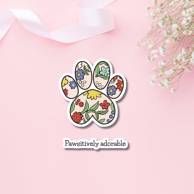 adorable floral paw print sticker (Creator Uploaded)