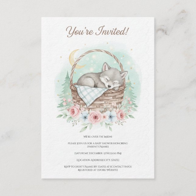 Adorable, fluffy baby wolf  Baby Shower  Invitation (Front)