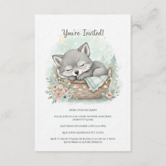 Adorable, fluffy baby wolf Baby Shower Invitation