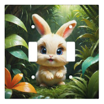 Adorable Fluffy Bunny Rabbit in a Forest Nursery  Light Switch Cover