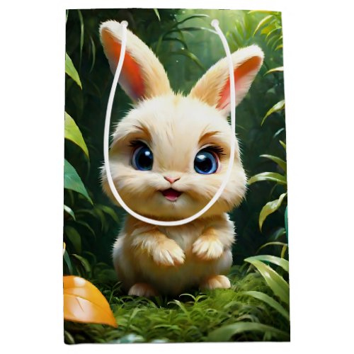 Adorable Fluffy Bunny Rabbit in a Forest Nursery  Medium Gift Bag