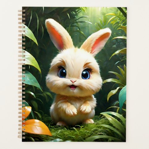 Adorable Fluffy Bunny Rabbit in a Forest Nursery  Planner