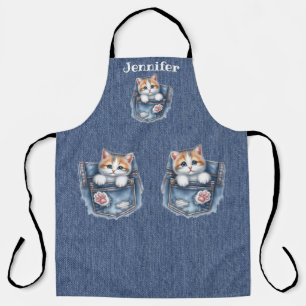 Adorable Fluffy Cat All-Over Print Apron